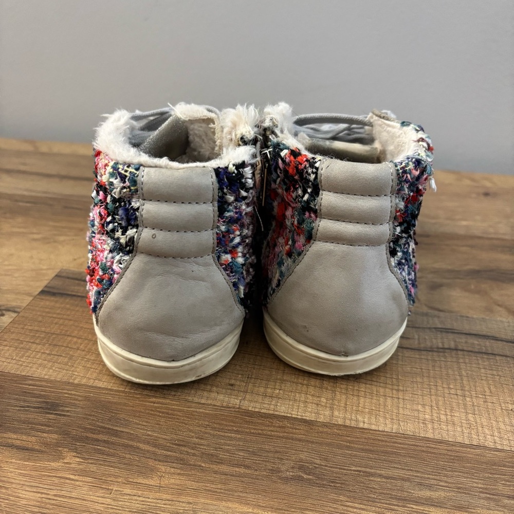 P448 Faux Fur Multicolor High Top Suede Sneakers Women’s - Picture 8 of 11